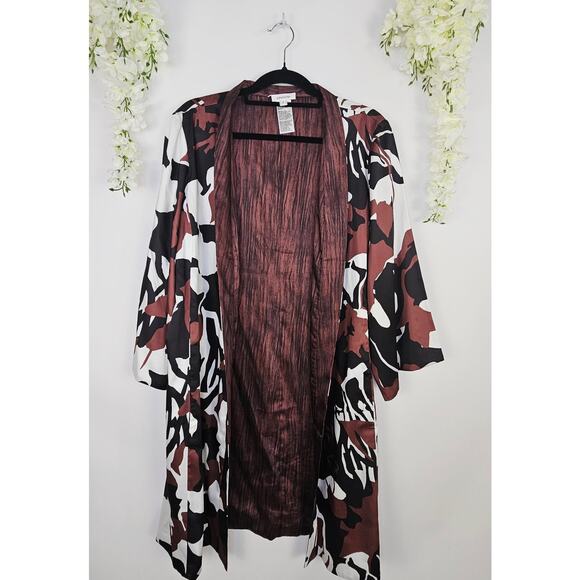 Chico’s Reversible Open Front Cardigan Duster Jacket Size 2 Large Abstract Satin - Picture 5 of 16